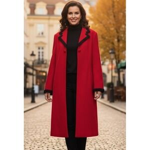 Chetta B Sherrie Bloom Peter Noviella Coat Wool 1 Button Grannycore Red Size 14